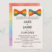 Rainbow Bow Stropdas LGBT Gay Wedding Invitation Kaart (Voorkant / Achterkant)