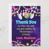 Rainbow Bowling Birthday Party Dank u wel kaarten (Voorkant)