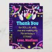 Rainbow Bowling Birthday Party Dank u wel kaarten (Voorkant / Achterkant)