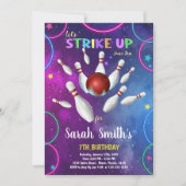 Rainbow Bowling verjaardagsuitnodiging Kaart (Voorkant)