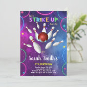 Rainbow Bowling verjaardagsuitnodiging Kaart (Staand voorkant)