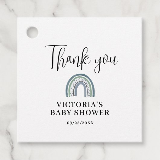 Rainbow Boy-Baby shower Bedankjes Labels (Voorkant)