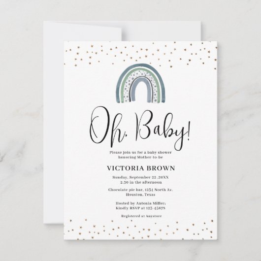 Rainbow Boy Baby shower Kaart (Voorkant)