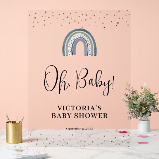 Rainbow Boy Baby shower Welkom Acryl Bord (Huwelijk)