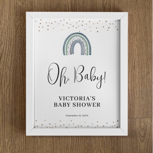 Rainbow Boy Baby shower Welkomstbord Poster