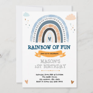 Rainbow boy thema verjaardagsfeestje uitnodiging