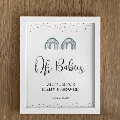 Rainbow Boy Twins Baby shower Welkomstbord Poster
