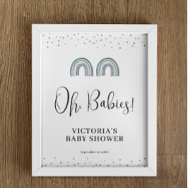 Rainbow Boy Twins Baby shower Welkomstbord Poster