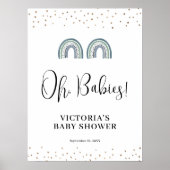 Rainbow Boy Twins Baby shower Welkomstbord Poster (Voorkant)