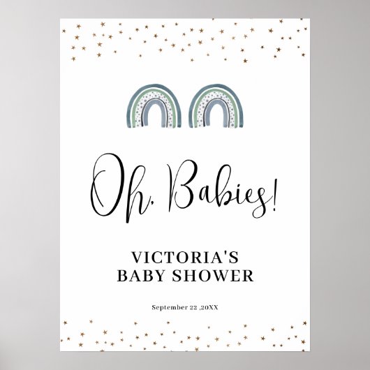 Rainbow Boy Twins Baby shower Welkomstbord Poster (Voorkant)