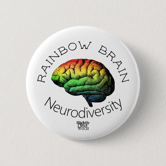 "Rainbow Brain" Neurodiversity/ Autism/ ADHD Ronde Button 5,7 Cm (Voorkant)