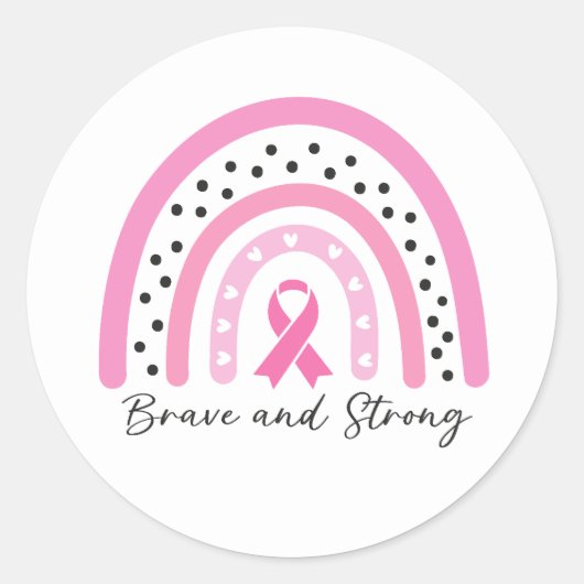 Rainbow Breast Cancer Pink Ribbon Awareness Ronde Sticker (Voorkant)