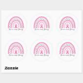 Rainbow Breast Cancer Pink Ribbon Awareness Ronde Sticker (Vel)