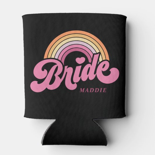 Rainbow Bride Retro Personalized Koelbox Blikjeskoeler (Achterkant)