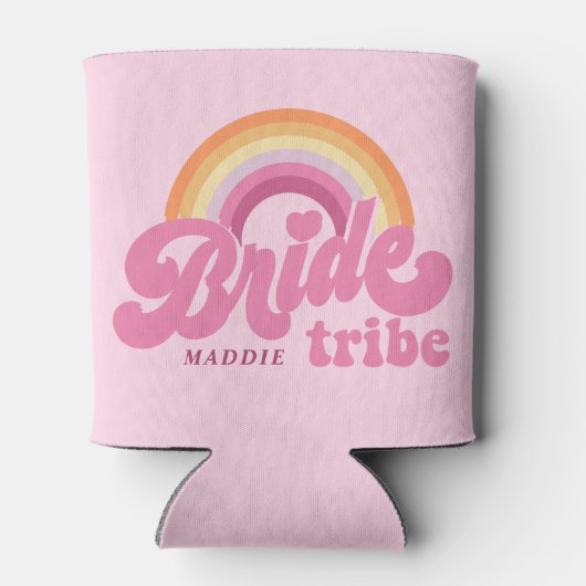 Rainbow Bride Tribe Retro, gepersonaliseerd Blikjeskoeler (Achterkant)