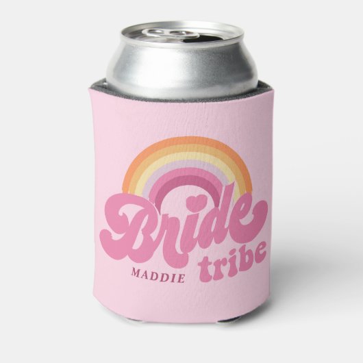 Rainbow Bride Tribe Retro, gepersonaliseerd Blikjeskoeler (Blikje Achterkant)