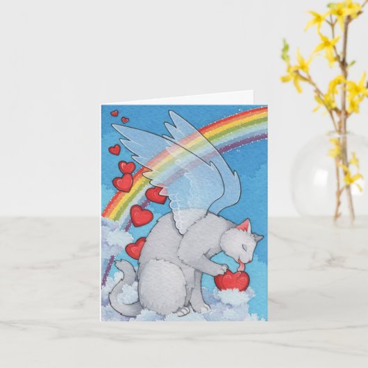 Rainbow Bridge Cat Sympathie Kaart (Gele Bloem)