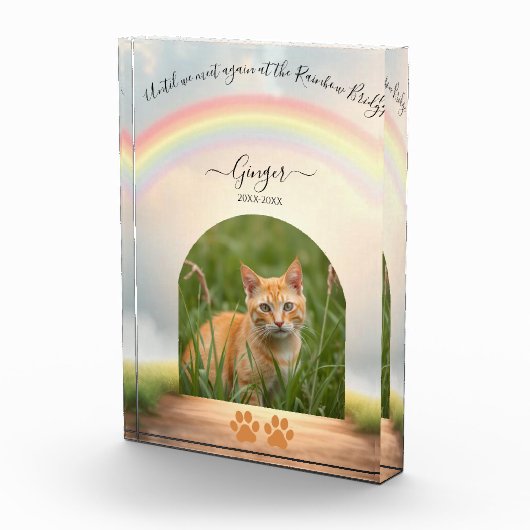 Rainbow Bridge-Custom Cat Memorial Fotoblokken (Rechts)