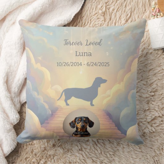 Rainbow Bridge Dachshund Memorial Pillow Custom Kussen (Deken)