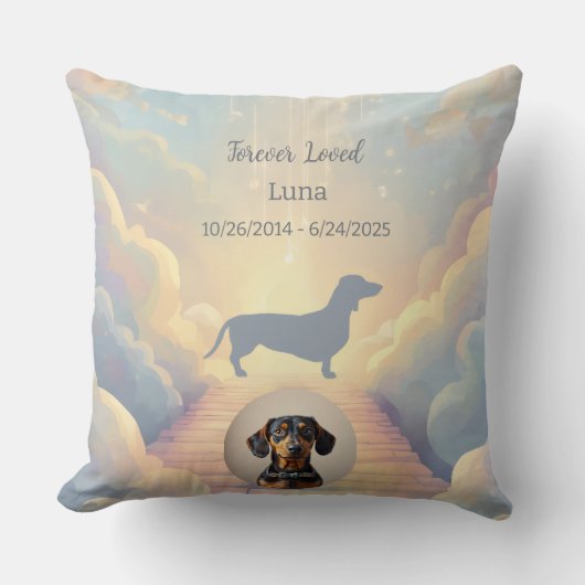 Rainbow Bridge Dachshund Memorial Pillow Custom Kussen (Voorkant)