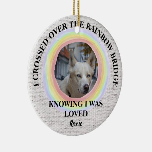 Rainbow Bridge Dog-gedenkteken, aangepaste foto en Keramisch Ornament (Rechts)