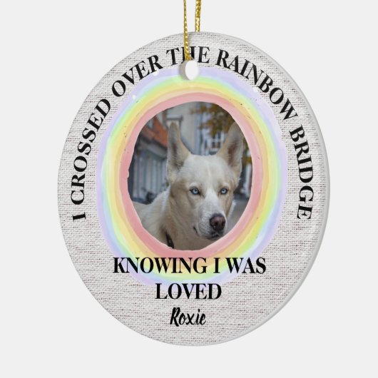 Rainbow Bridge Dog-gedenkteken, aangepaste foto en Keramisch Ornament (Links)