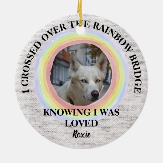 Rainbow Bridge Dog-gedenkteken, aangepaste foto en Keramisch Ornament (Achterkant)