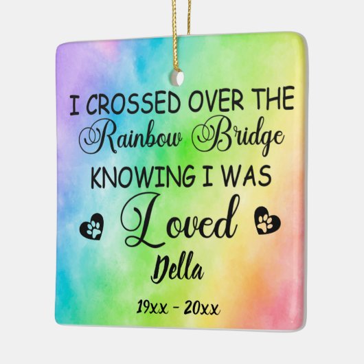 Rainbow Bridge Dog-gedenkteken, aangepaste foto en Keramisch Ornament (Links)