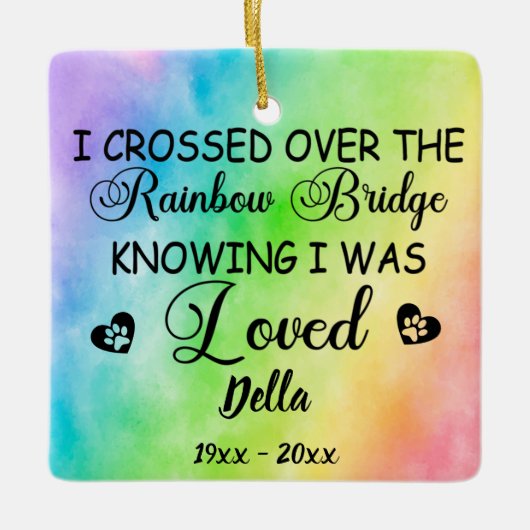 Rainbow Bridge Dog-gedenkteken, aangepaste foto en Keramisch Ornament (Voorkant)