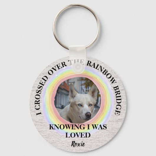 Rainbow Bridge Dog-gedenkteken, aangepaste foto en Sleutelhanger (Voorkant)