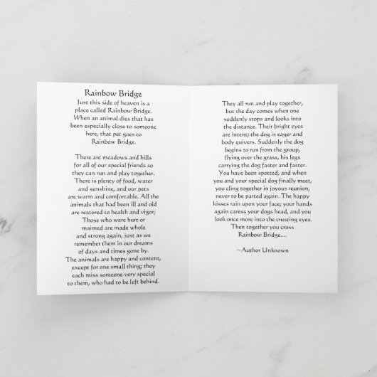 Rainbow Bridge-gedicht Kaart (Binnen)