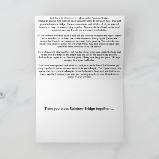 Rainbow Bridge-gedicht Kaart (Binnen)