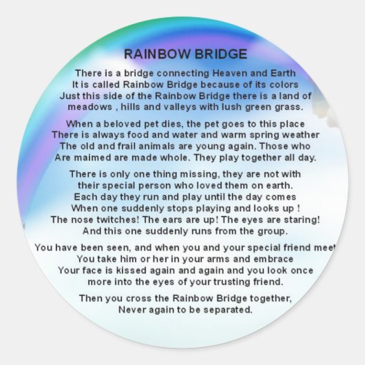 Rainbow Bridge-gedicht Ronde Sticker (Voorkant)