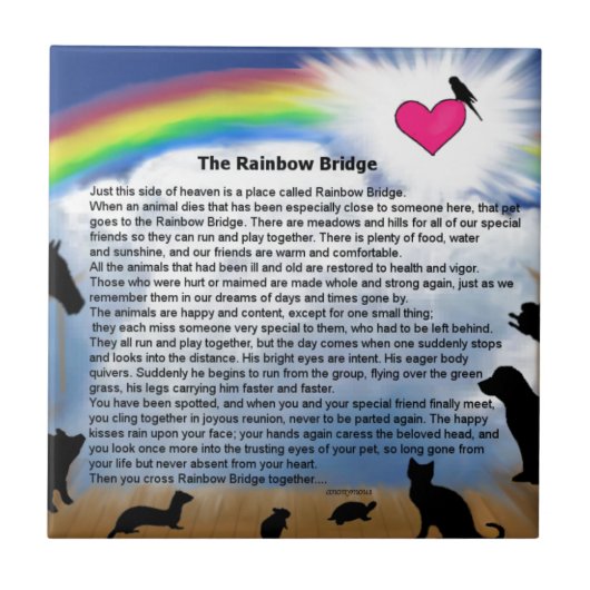 Rainbow Bridge-gedicht Tegeltje (Voorkant)
