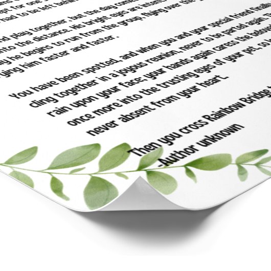 Rainbow Bridge-gedicht verlaat Accent Poster (Hoek)
