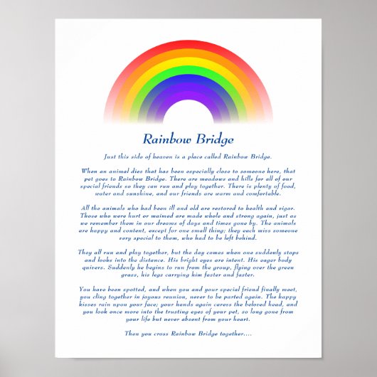 Rainbow Bridge-gedicht voor verlies van gezelschap Poster (Voorkant)