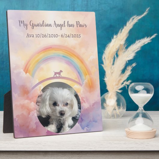 Rainbow Bridge Guardian Angel with Paws Pet Fotoplaat (Zijkant)