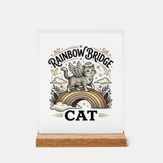 Rainbow Bridge Kat Kat Herdenking Rainbow Bridge V Acryl Bord (Voorkant)