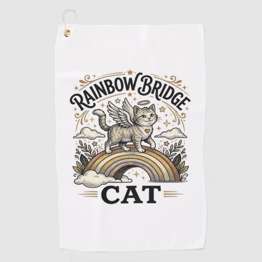 Rainbow Bridge Kat Kat Herdenking Rainbow Bridge V Golfhanddoek (Voorkant)