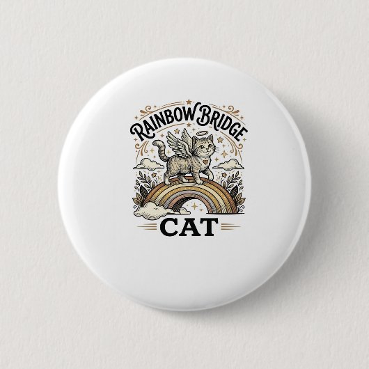 Rainbow Bridge Kat Kat Herdenking Rainbow Bridge V Ronde Button 5,7 Cm (Voorkant)