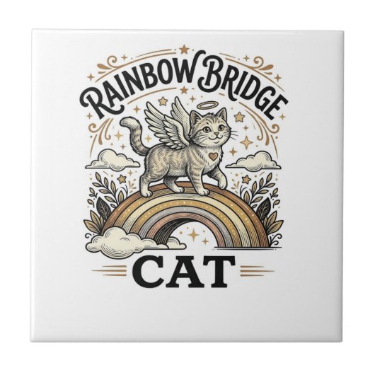 Rainbow Bridge Kat Kat Herdenking Rainbow Bridge V Tegeltje (Voorkant)