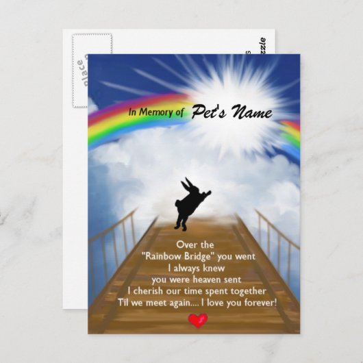 Rainbow Bridge Memorial for Rabbits Briefkaart (Voorkant / Achterkant)