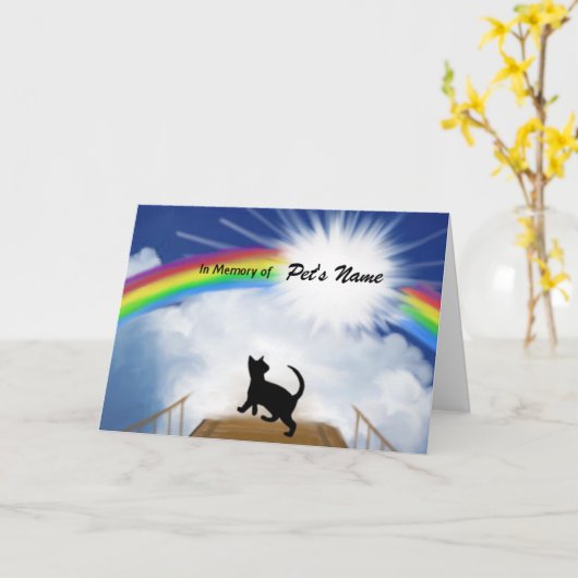 Rainbow Bridge Memorial Poem for Cats Kaart (Gele Bloem)