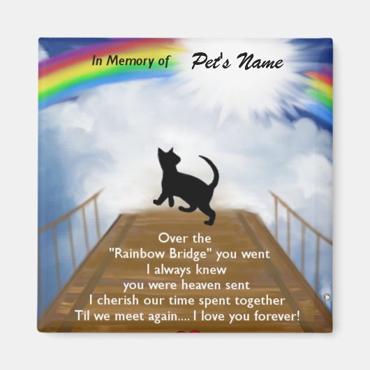Rainbow Bridge Memorial Poem for Cats Magneet (Voorkant)