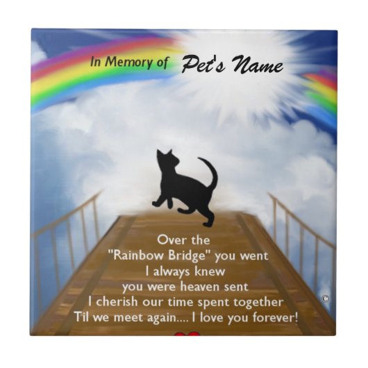 Rainbow Bridge Memorial Poem for Cats Tegeltje (Voorkant)