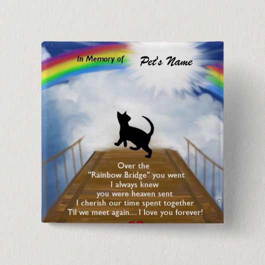 Rainbow Bridge Memorial Poem for Cats Vierkante Button 5,1 Cm (Voorkant)