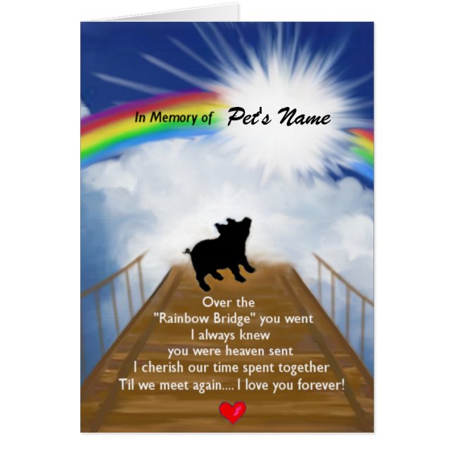 Rainbow Bridge Memorial Poem voor varkens (Voorkant)