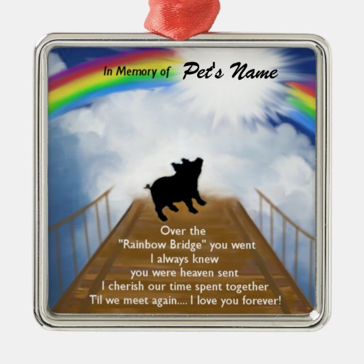 Rainbow Bridge Memorial Poem voor varkens Metalen Ornament (Voorkant)