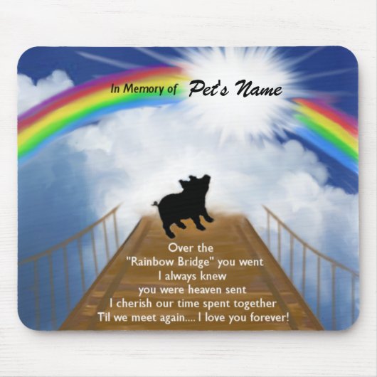 Rainbow Bridge Memorial Poem voor varkens Muismat (Voorkant)