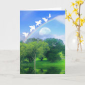 Rainbow Bridge over eikenboom Sympathiekaart Kaart (Gele Bloem)